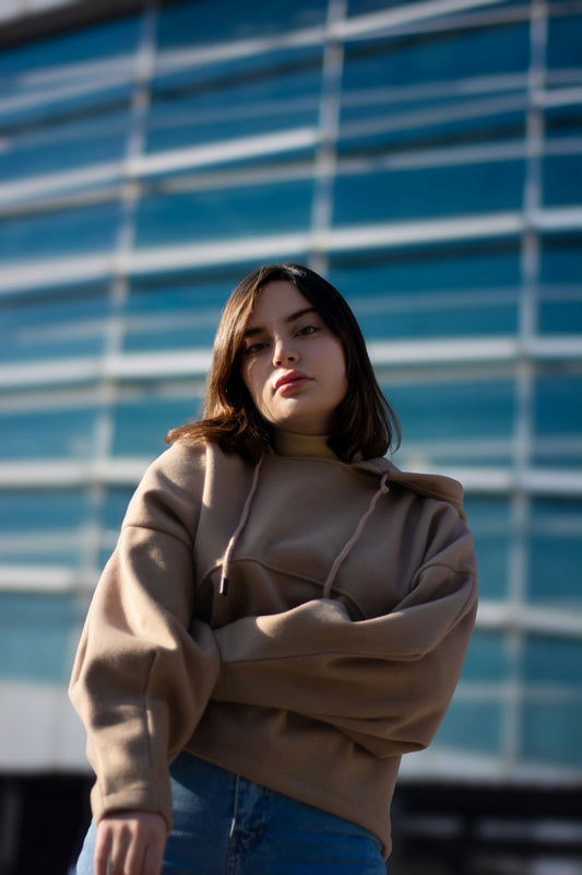 XAYWEAR stylish hoodie for daily wear in beige, perfect for casual outfits and versatile styling
