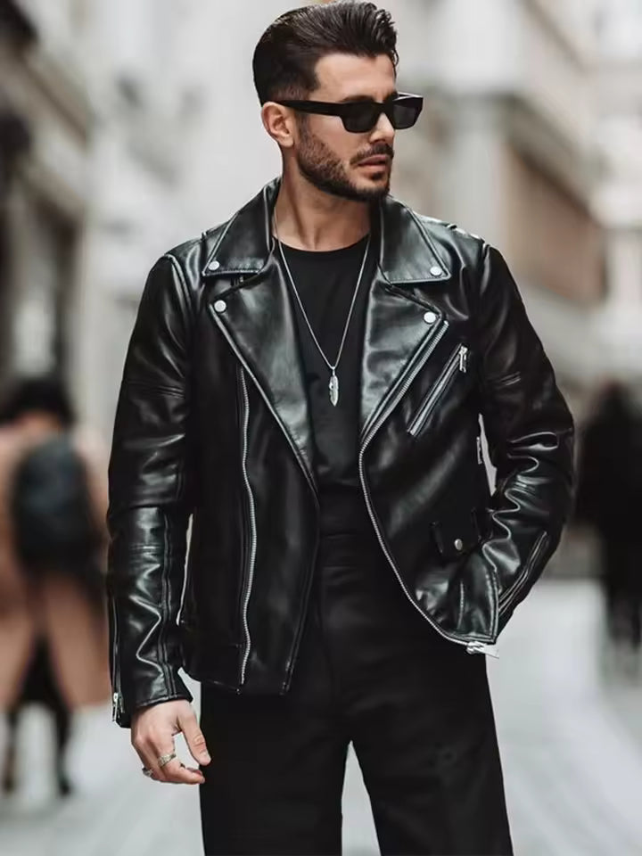 XAYWEAR stylish leather biker jacket in black, perfect for a trendy urban look