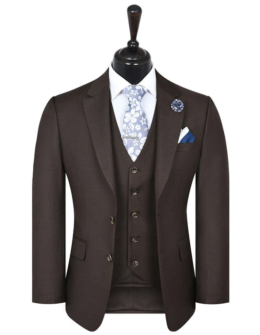XAYWEAR Brown Suit for Men with Floral Tie and Pocket Square for Formal Events