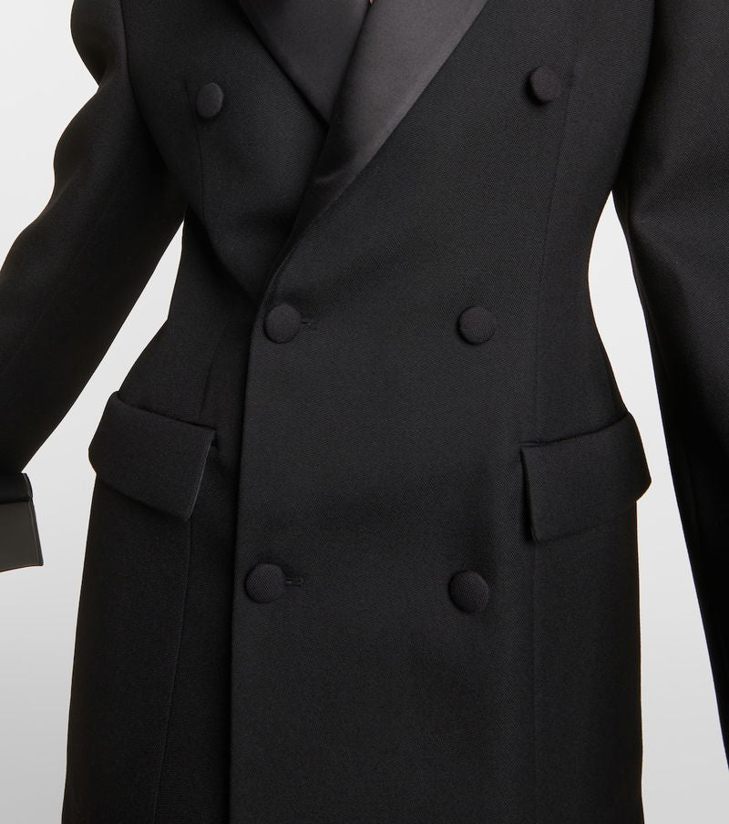 XAYWEAR women black tuxedo blazer with double-breasted buttons and satin lapel detail