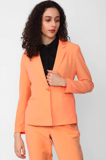 XAYWEAR orange suit with blazer and pants for a women business outfit