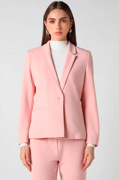XAYWEAR pink suit for women formal wear featuring a single-button blazer and matching pants