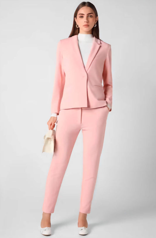 XAYWEAR pink suit for women formal wear featuring tailored blazer and matching slim pants