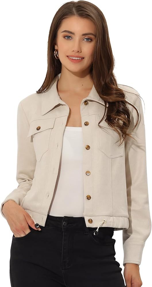 XAYWEAR women jacket in beige with button closure and chest pockets styled with black pants