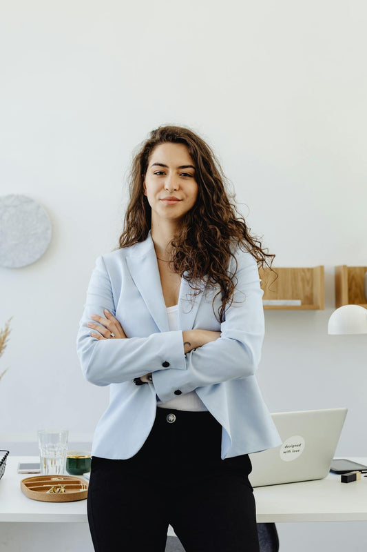 Stylish Women's Professional Blazer in Light Blue, ideal for office and business settings