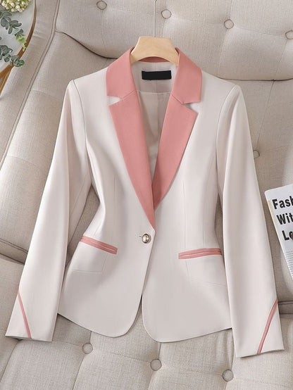 XAYWEAR women's white blazer pink lapel with a tailored fit and stylish design