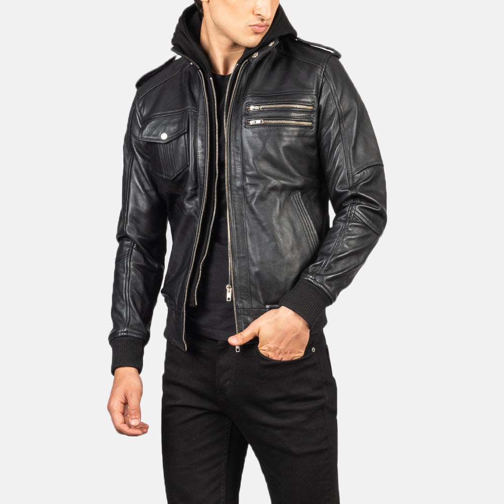 Stylish leather jacket XAYWEAR featuring a sleek design and multiple zippered pockets for a modern look